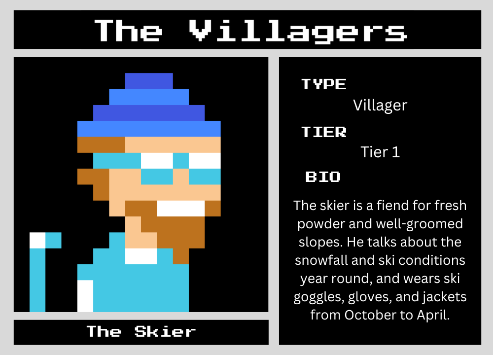 The Skier biography card